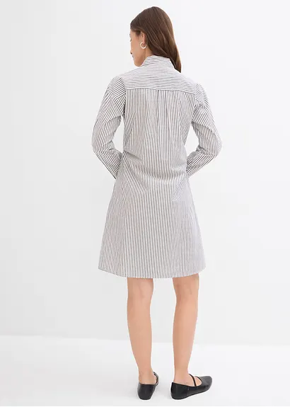 Bonprix Streifenkleid Mit Asymmetrischer Knopfleiste In Wickeloptik