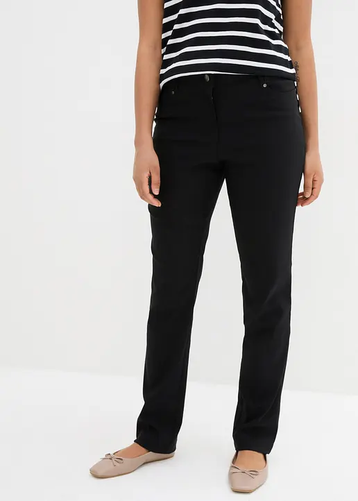 Bonprix Stretch-Hose Im Straight Fit Mit Aufgesetzten Taschen - Schwarz
