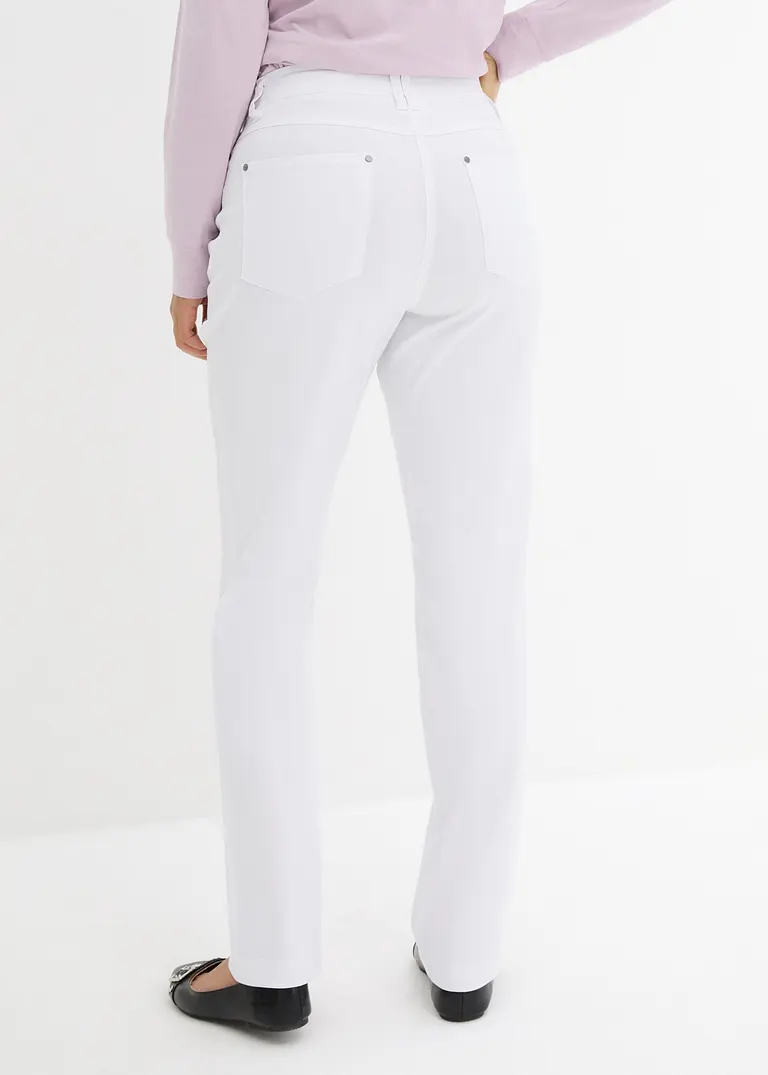 Bonprix Stretch-Hose Im Straight Fit Mit Aufgesetzten Taschen - Weiß