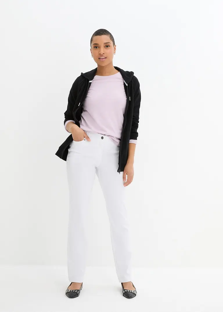 Bonprix Stretch-Hose Im Straight Fit Mit Aufgesetzten Taschen - Weiß