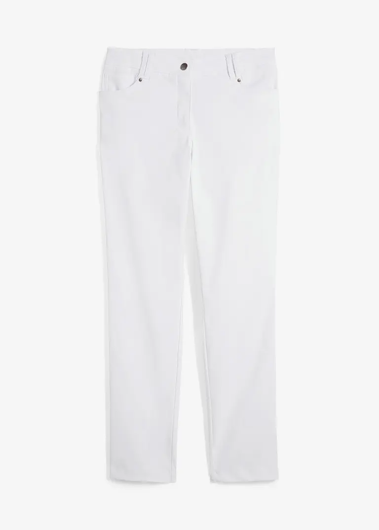 bonprix Stretch-Hose im Straight Fit mit aufgesetzten Taschen - weiß