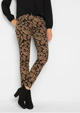 Bonprix Stretch-Hose Mit Modischem Druck - Schwarz - Damen