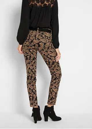 Bonprix Stretch-Hose Mit Modischem Druck - Schwarz - Damen