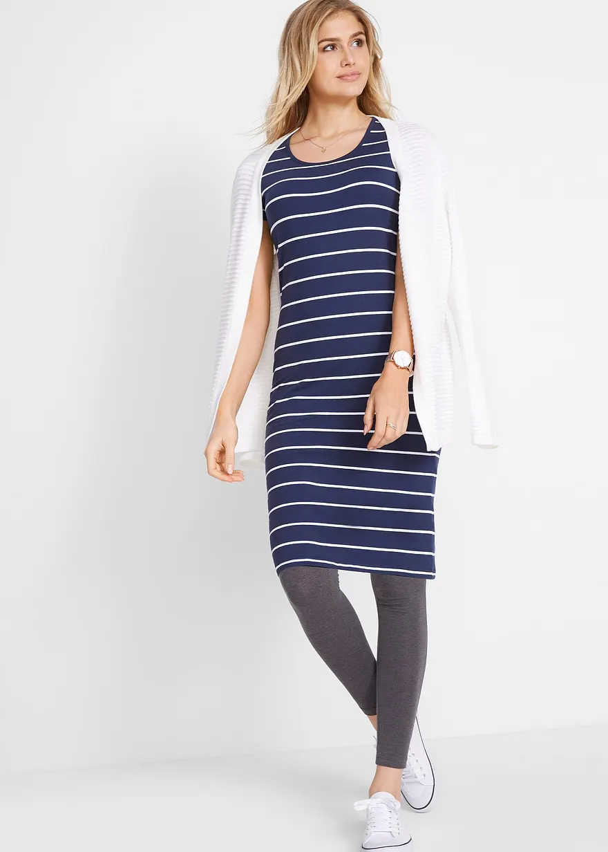 Bonprix Stretch-Shirtkleid Mit Baumwolle - Blau - Damen