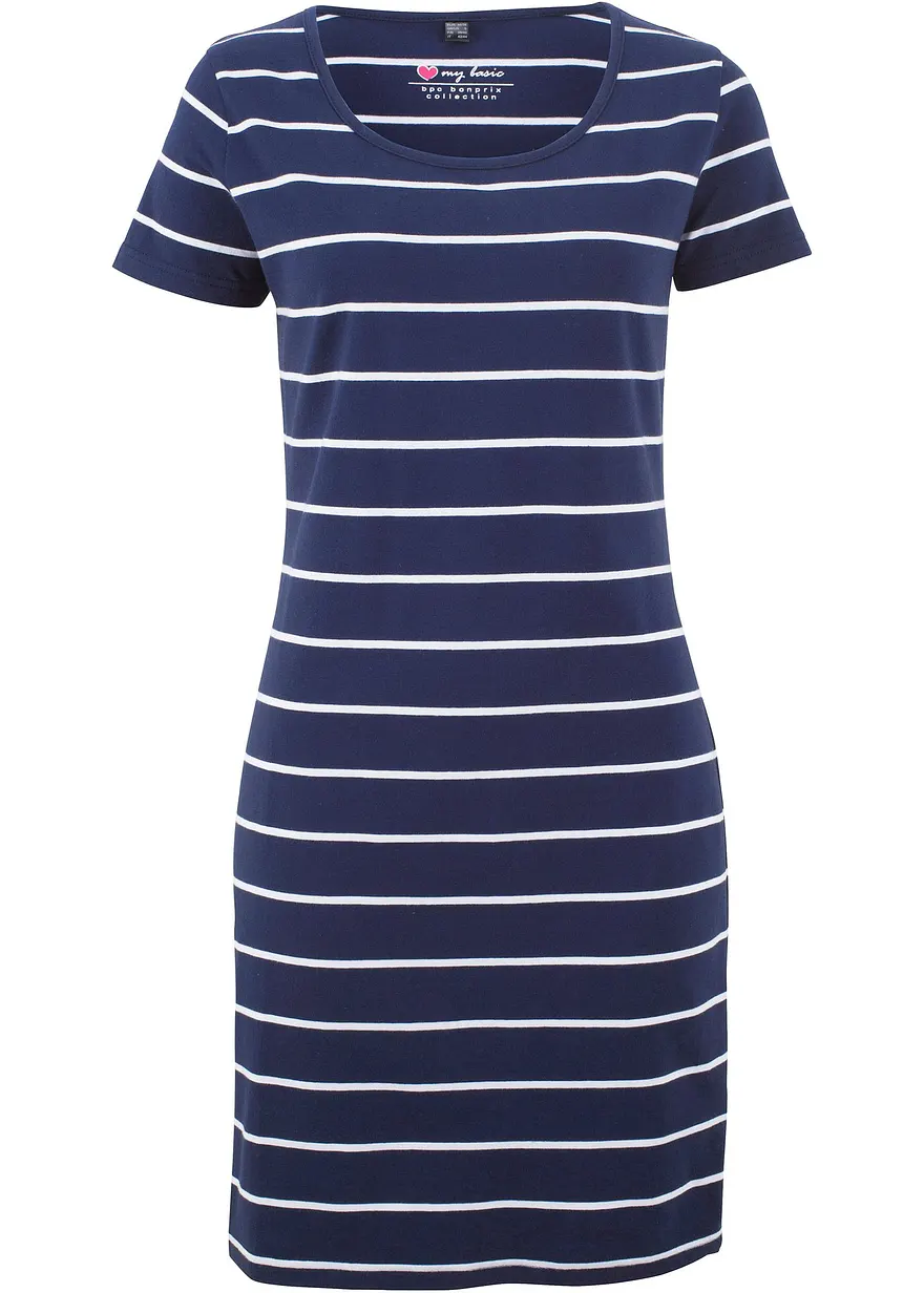 bonprix Stretch-Shirtkleid mit Baumwolle - blau - Damen