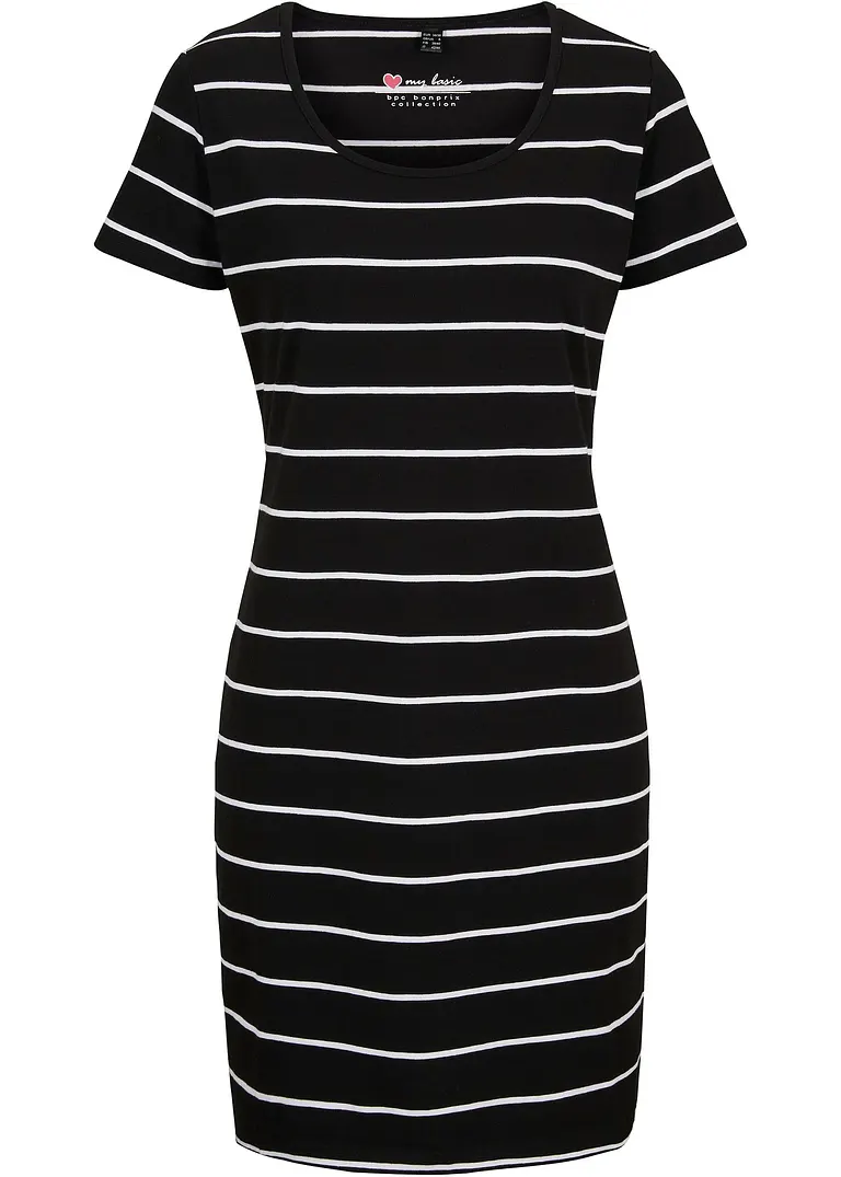bonprix Stretch-Shirtkleid mit Baumwolle - schwarz - Damen