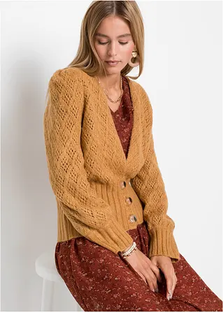 Bonprix Strickjacke Mit Breitem Bündchen - Gelb - Damen