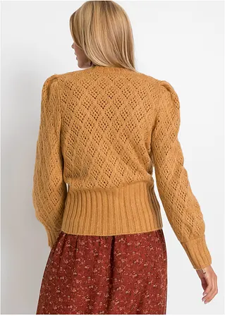 Bonprix Strickjacke Mit Breitem Bündchen - Gelb - Damen