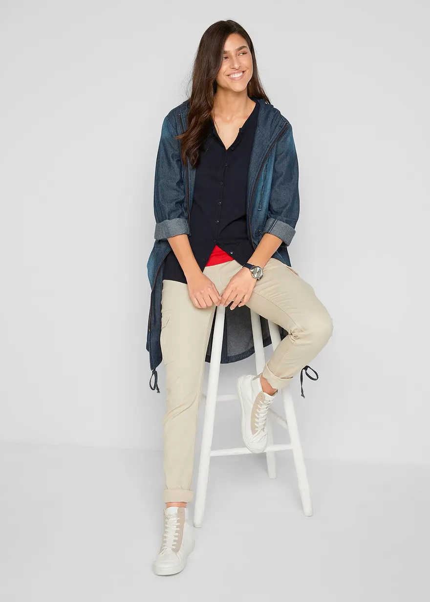 Bonprix Strickjacke Mit Rundhalsausschnitt - Blau - Damen