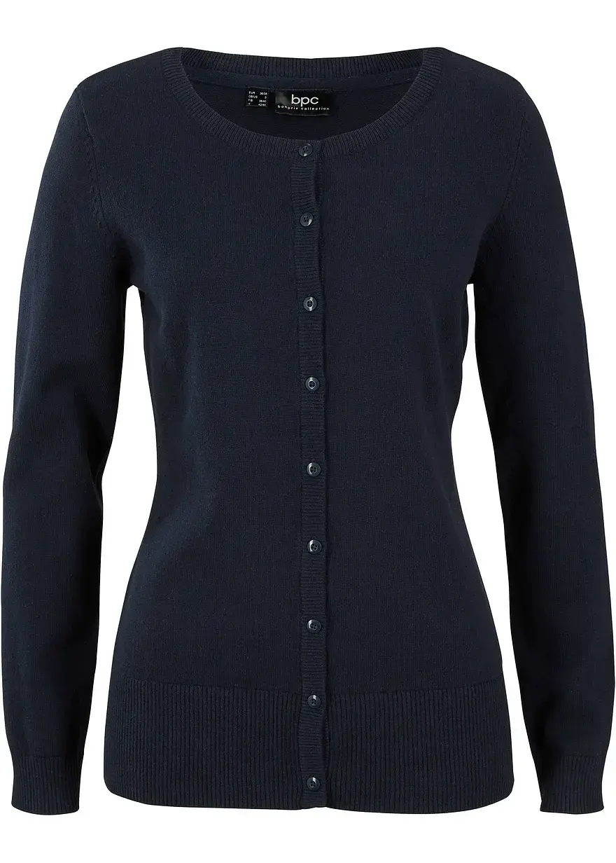 bonprix Strickjacke mit Rundhalsausschnitt - blau - Damen