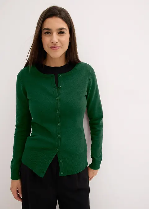 Bonprix Strickjacke Mit Rundhalsausschnitt - Grün - Damen