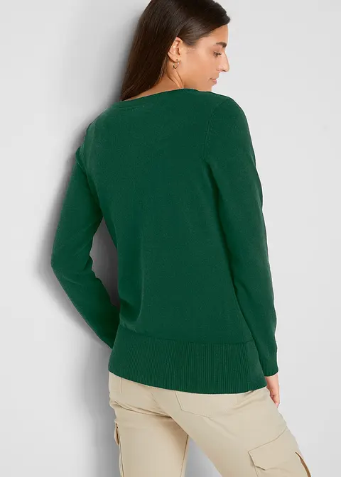 Bonprix Strickjacke Mit Rundhalsausschnitt - Grün - Damen