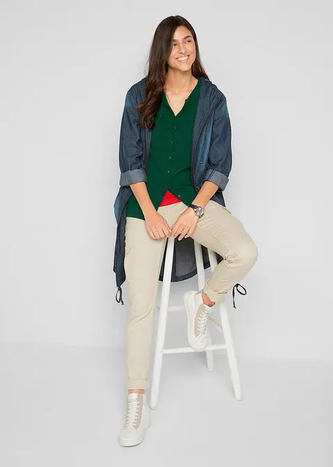 Bonprix Strickjacke Mit Rundhalsausschnitt - Grün - Damen