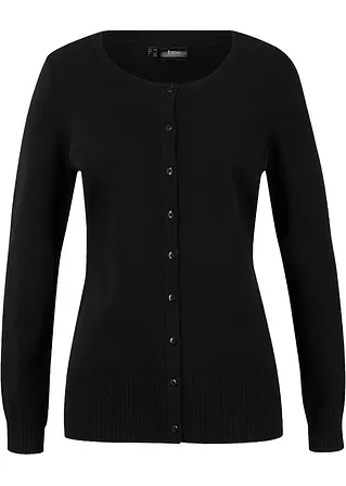 bonprix Strickjacke mit Rundhalsausschnitt - schwarz - Damen