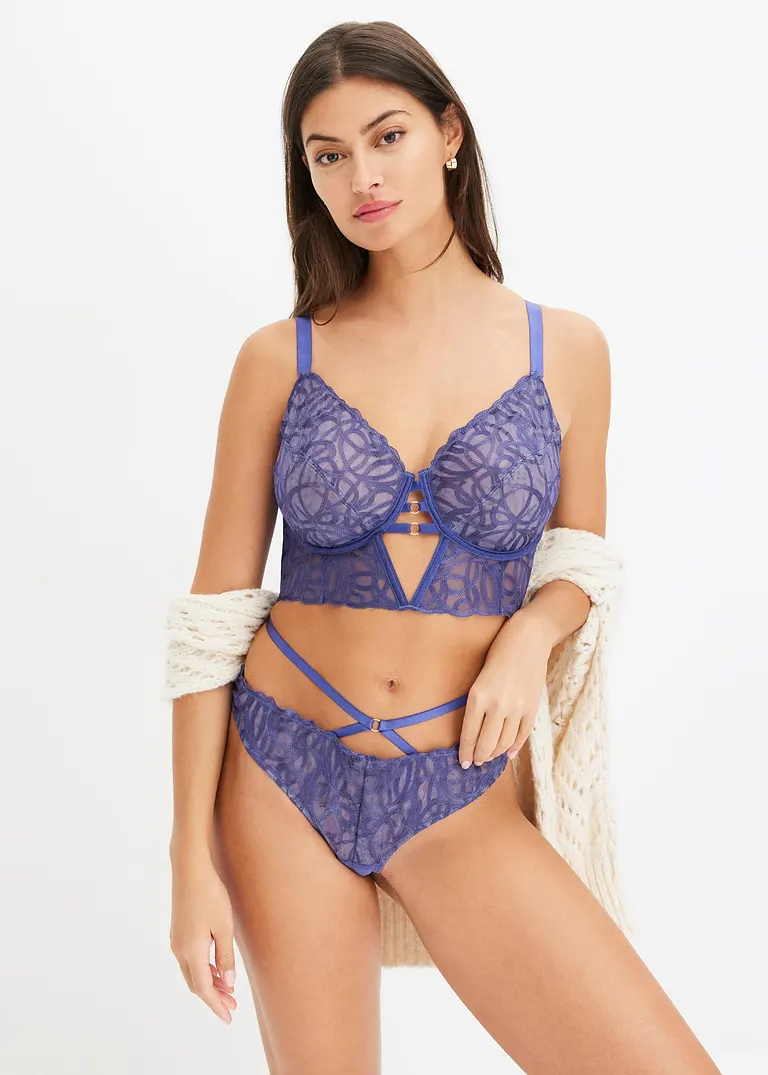 Bonprix String Mit Besonderer Stickerei Und Modischen Straps - Blau