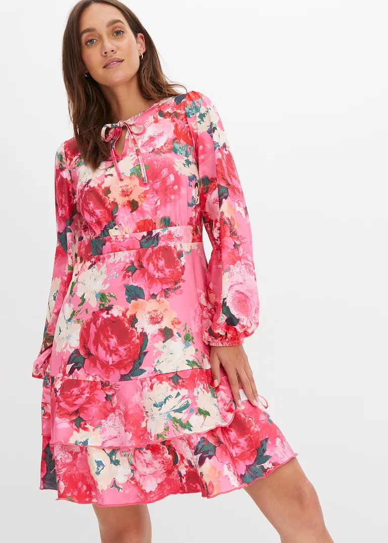 Bonprix Stylisch Und Modernes Kleid Mit Süßem Blumendruck - Pink - Damen