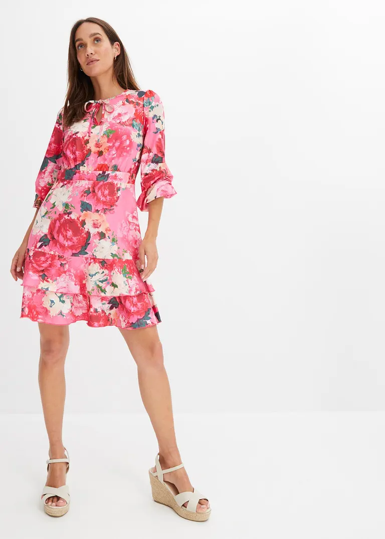 Bonprix Stylisch Und Modernes Kleid Mit Süßem Blumendruck - Pink - Damen