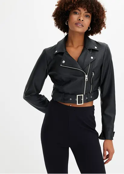 Bonprix Stylische Bikerjacke Mit Toller Passform Und Dekorativem Reißverschluss In Lederoptik