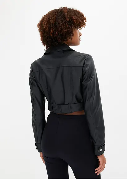 Bonprix Stylische Bikerjacke Mit Toller Passform Und Dekorativem Reißverschluss In Lederoptik
