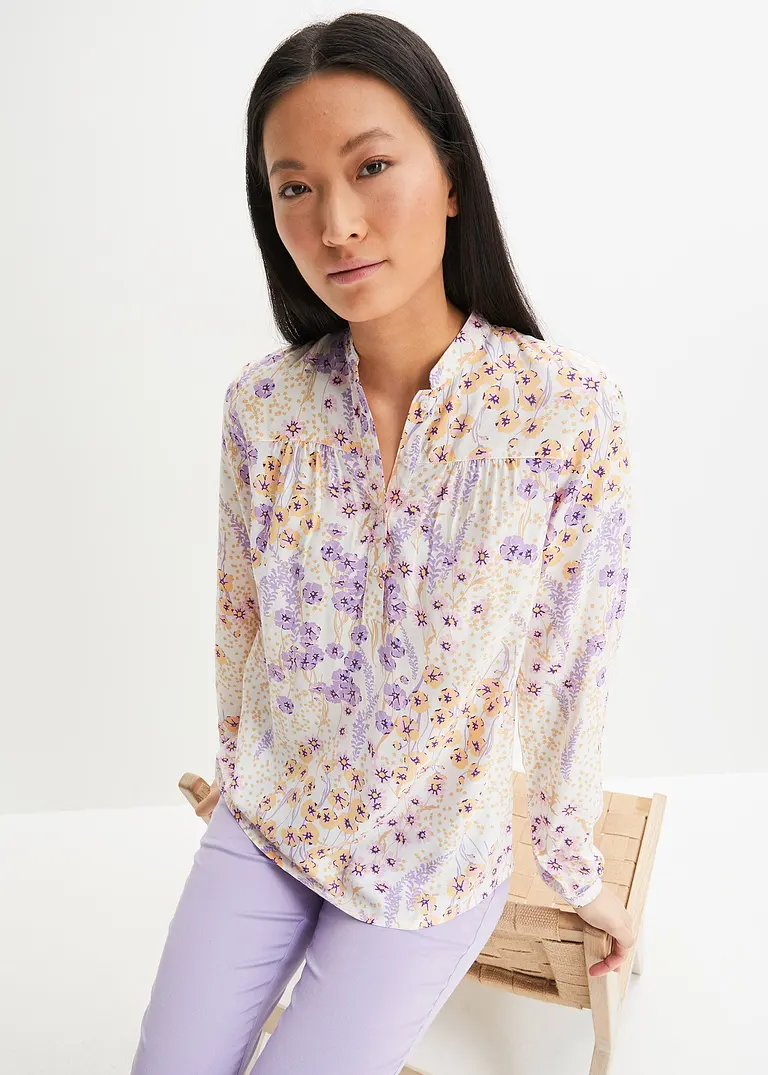 Bonprix Stylische Bluse Aus Viskose Mit Kragen - Lila - Damen
