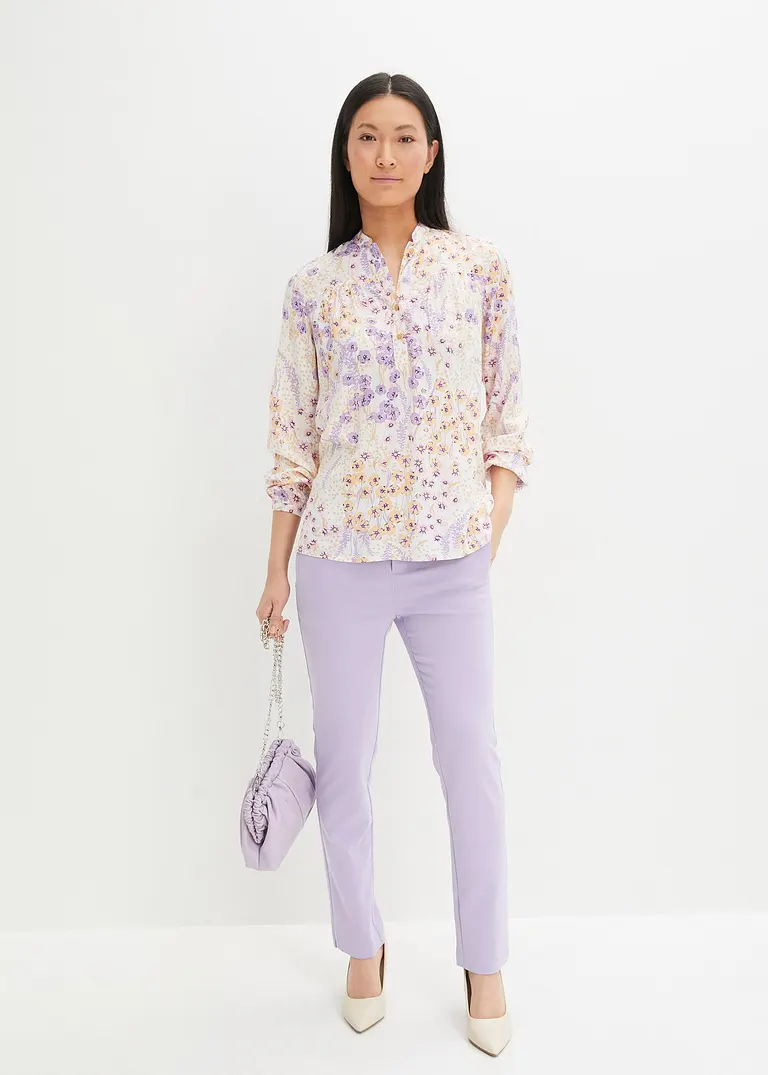 Bonprix Stylische Bluse Aus Viskose Mit Kragen - Lila - Damen