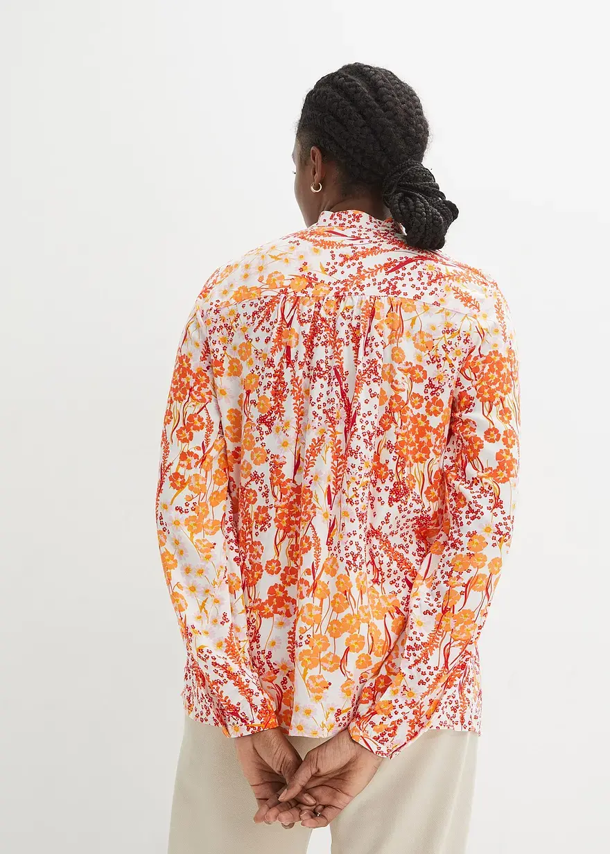Bonprix Stylische Bluse Aus Viskose Mit Kragen - Orange - Damen
