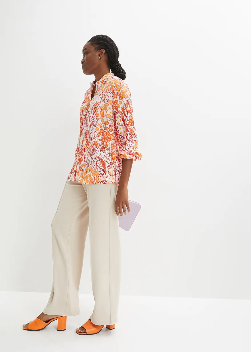 Bonprix Stylische Bluse Aus Viskose Mit Kragen - Orange - Damen