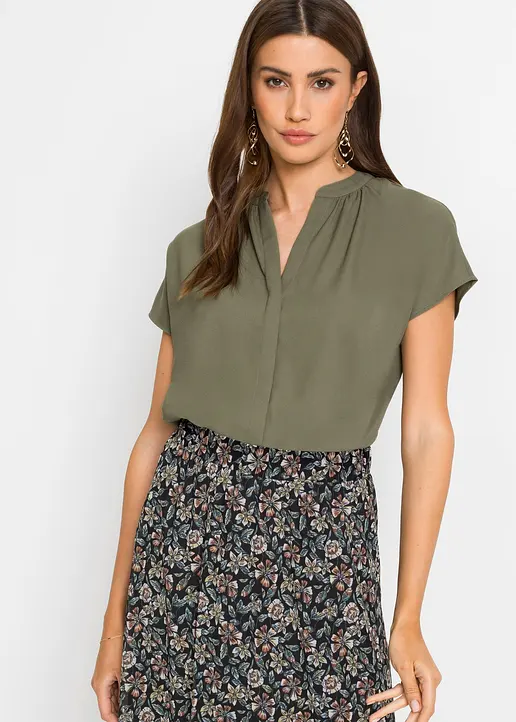 Bonprix Stylische Bluse Mit V-Ausschnitt Und Verdeckter Knopfleiste