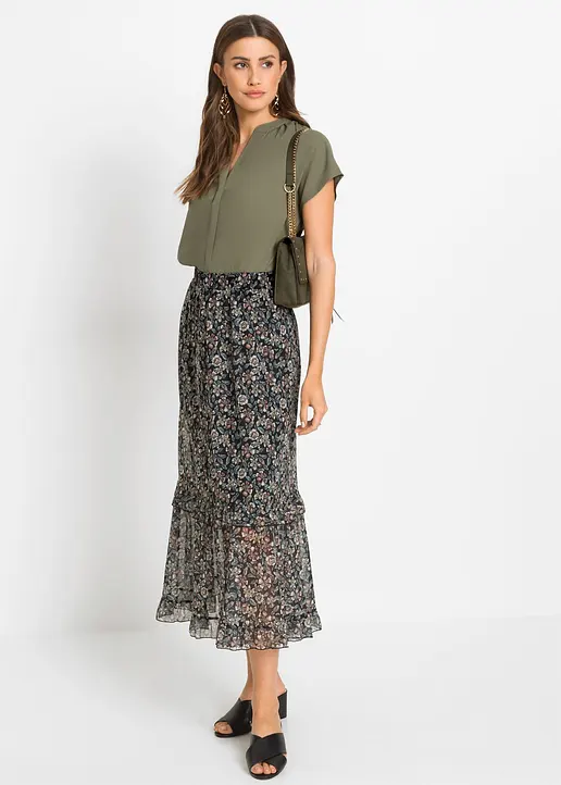 Bonprix Stylische Bluse Mit V-Ausschnitt Und Verdeckter Knopfleiste
