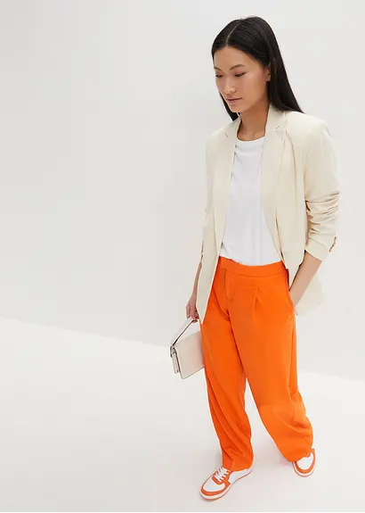 Bonprix Stylische Bundfaltenhose Aus Recyceltem Polyester - Orange