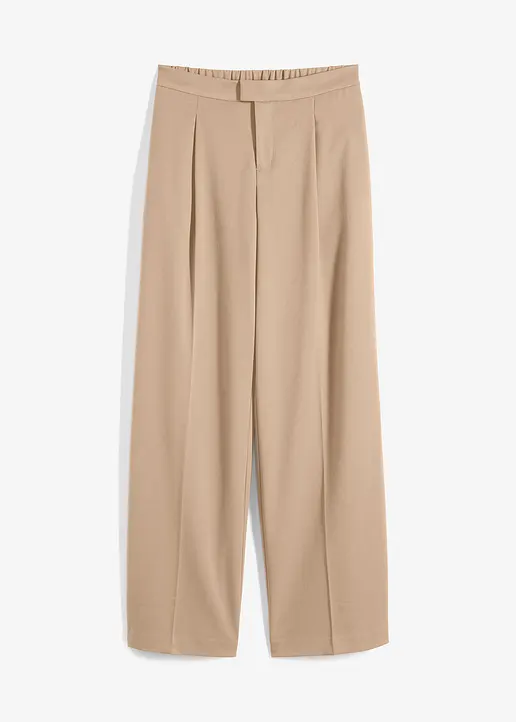 bonprix Stylische Bundfaltenhose aus recyceltem Polyester - beige - Damen