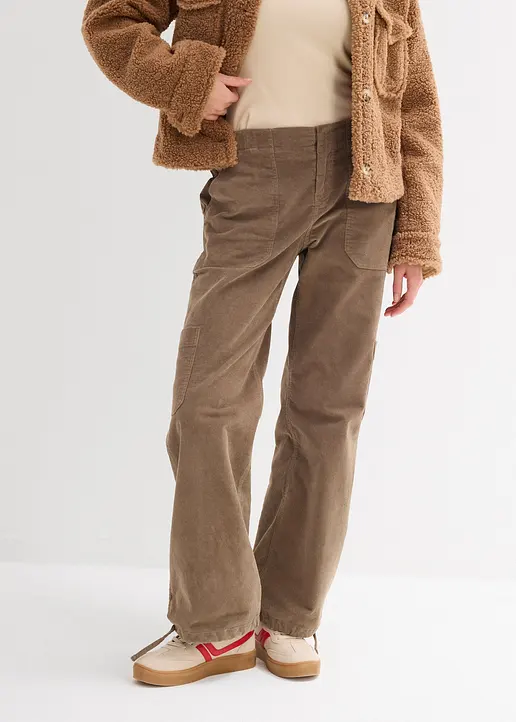 Bonprix Stylische Cargohose Aus Cord Mit Aufgesetzten Taschen - Grün
