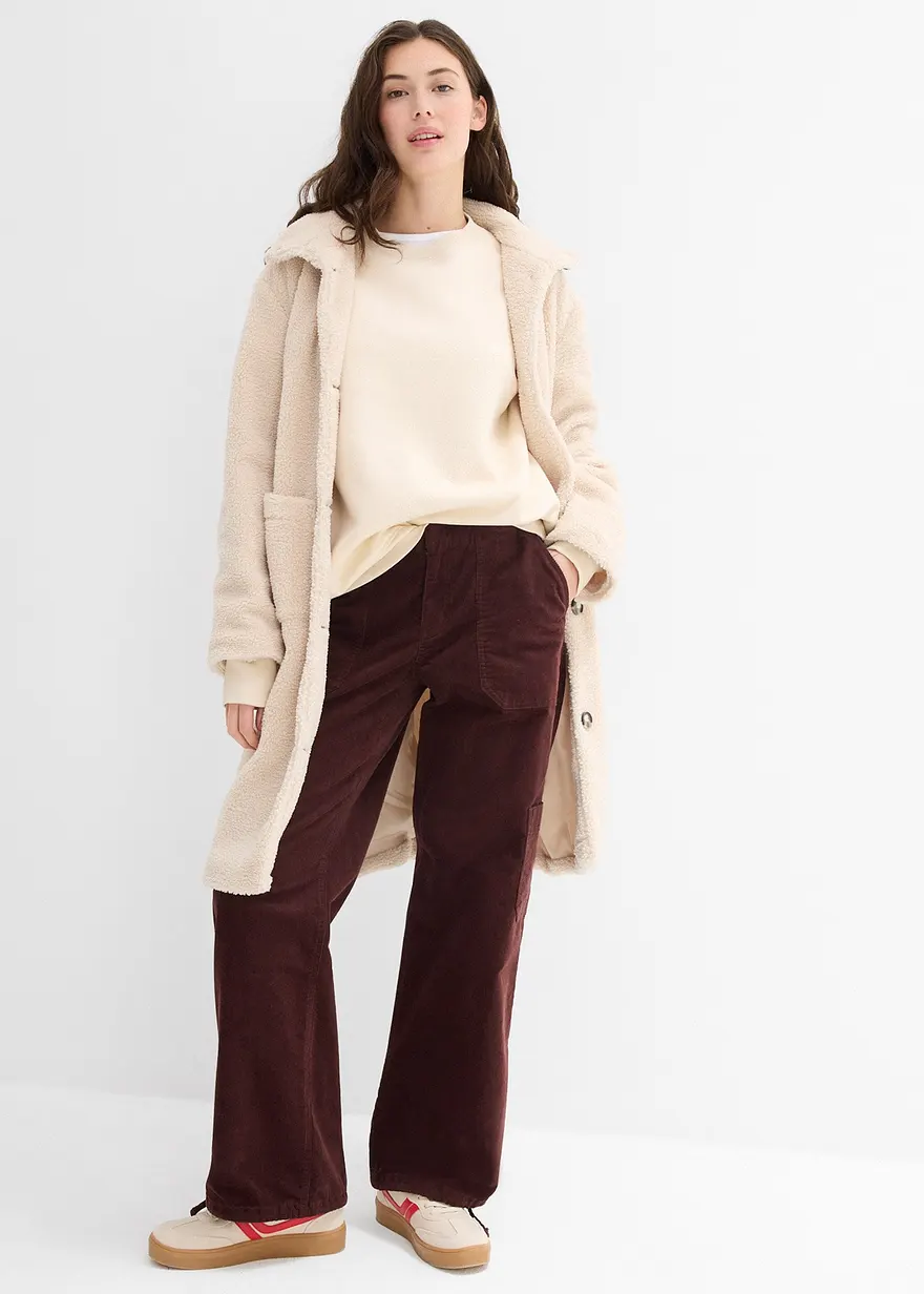 Bonprix Stylische Cargohose Aus Cord Mit Aufgesetzten Taschen - Braun
