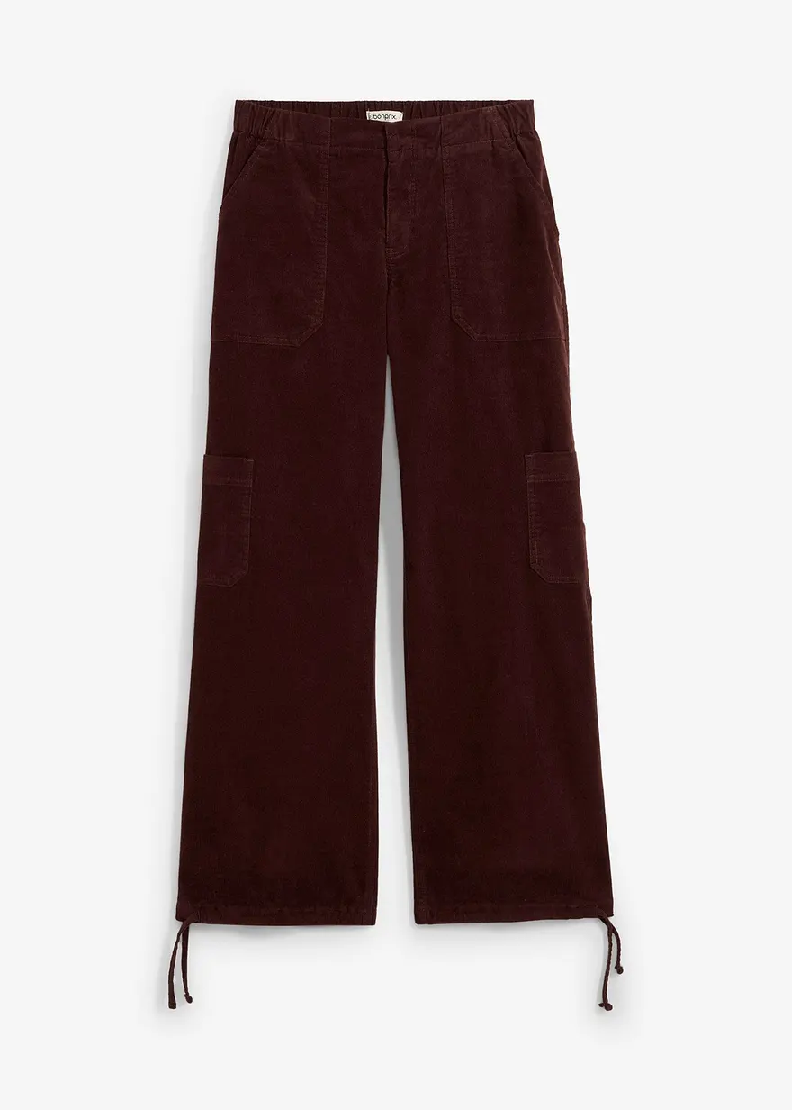 bonprix Stylische Cargohose aus Cord mit aufgesetzten Taschen - braun