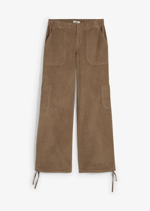 bonprix Stylische Cargohose aus Cord mit aufgesetzten Taschen - grün