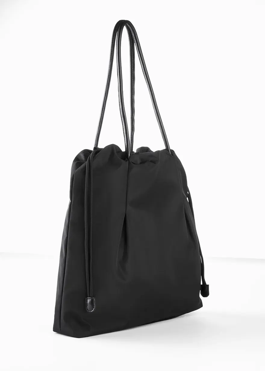 Bonprix Stylische Handtasche Mit Zugband - Schwarz - Damen