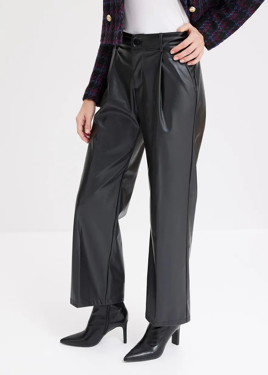 Bonprix Stylische Hose Mit Bundfalten - Schwarz - Damen