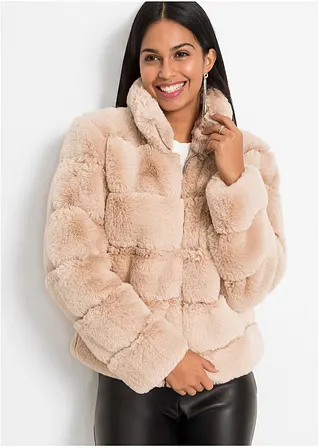 Bonprix Stylische Jacke Aus Fellimitat Mit Eingriffstaschen Vorne - Rosa