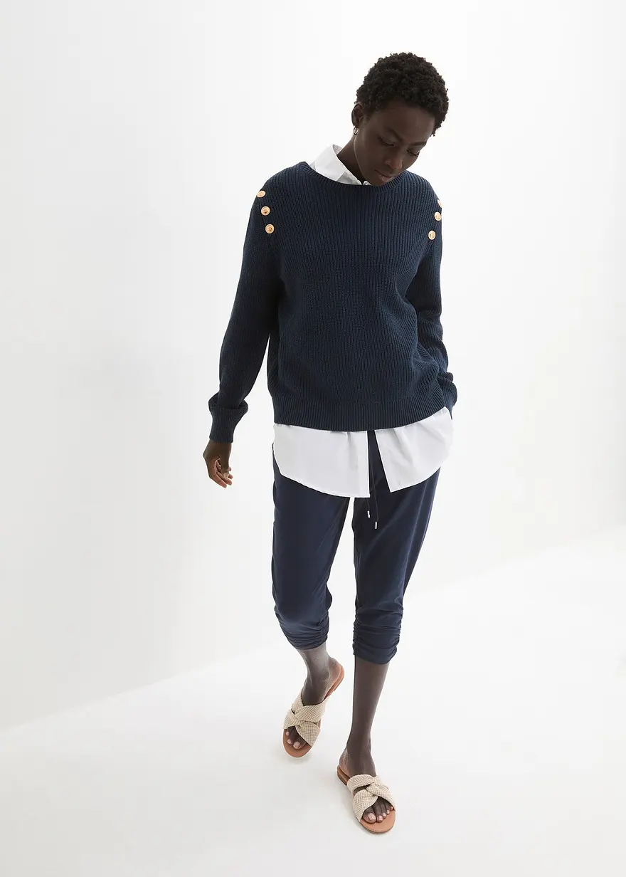 Bonprix Stylische Jersey-Hose Mit Elastischem Bund - Blau