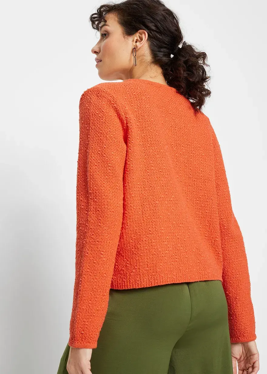 Bonprix Stylische Kurz-Strickjacke Aus Bouclégarn - Orange