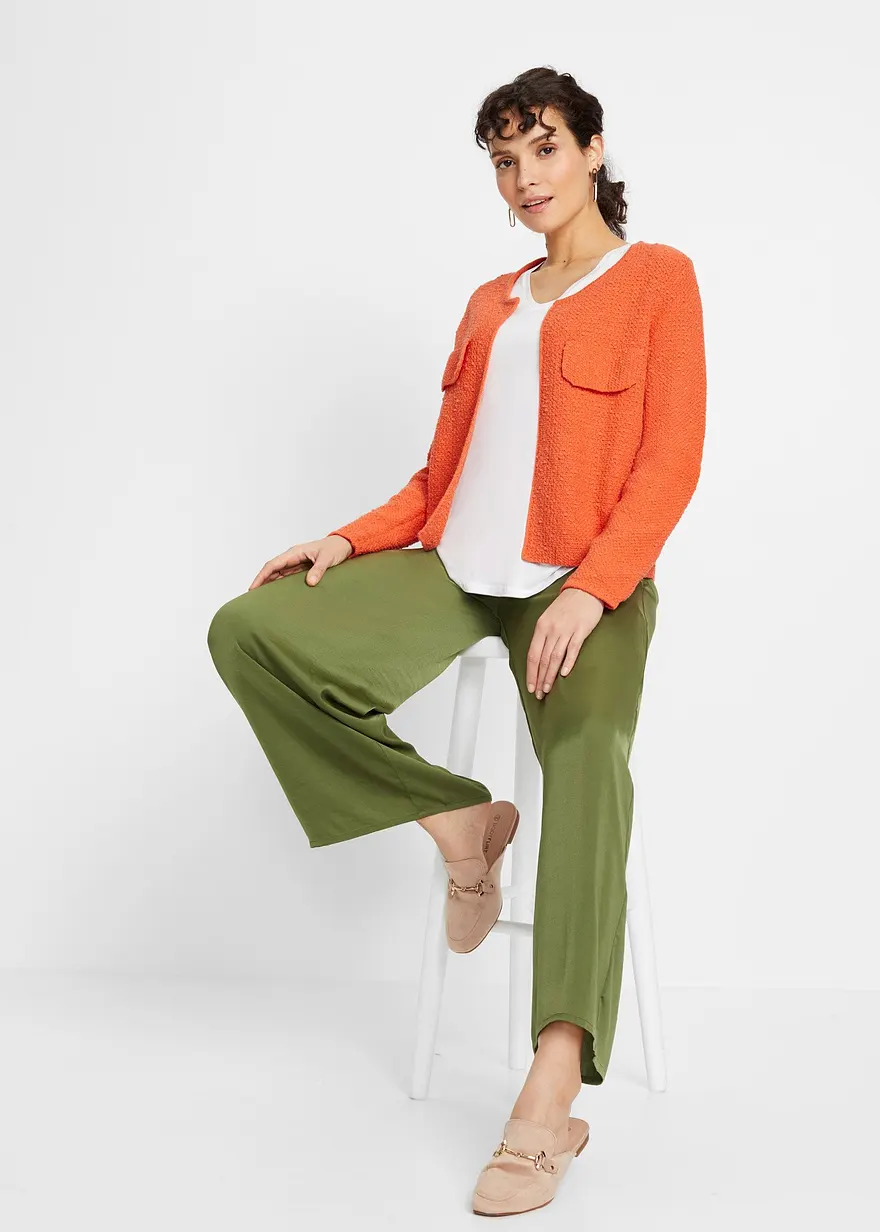 Bonprix Stylische Kurz-Strickjacke Aus Bouclégarn - Orange