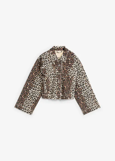 bonprix Stylische kurze Twill Jacke in weiter Passform - beige