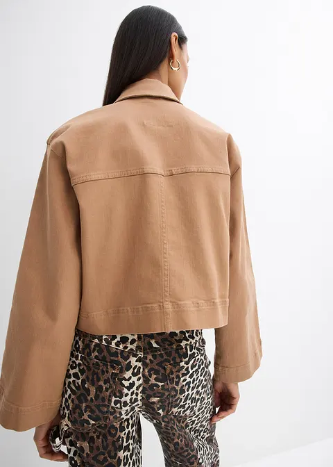 Bonprix Stylische Kurze Twill Jacke In Weiter Passform - Braun