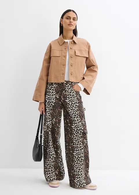 Bonprix Stylische Kurze Twill Jacke In Weiter Passform - Braun