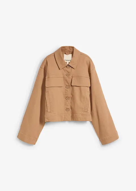 bonprix Stylische kurze Twill Jacke in weiter Passform - braun