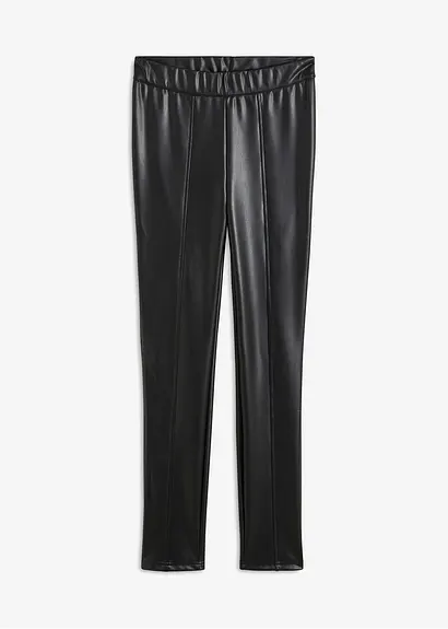 bonprix Stylische Lederimitat-Hose mit Bequembund - schwarz