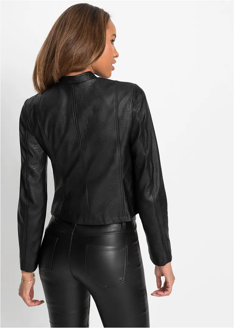 Bonprix Stylische Lederimitat-Jacke Mit Auffälligen Reißverschlüssen