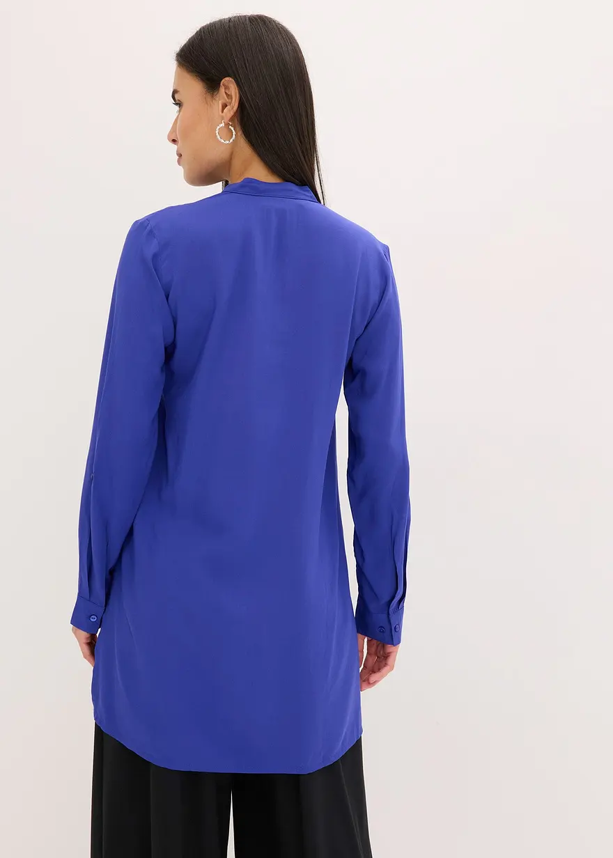 Bonprix Stylische Longbluse Mit Schlitzen - Blau - Damen
