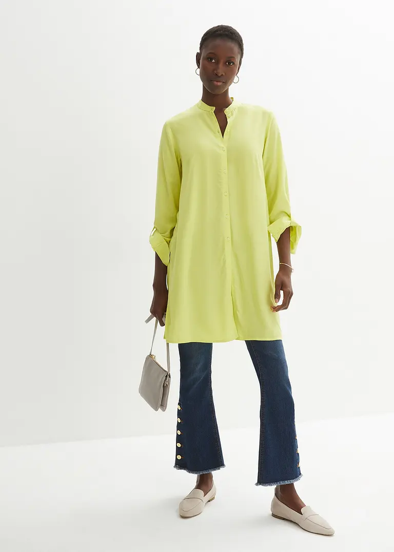 Bonprix Stylische Longbluse Mit Schlitzen - Gelb - Damen