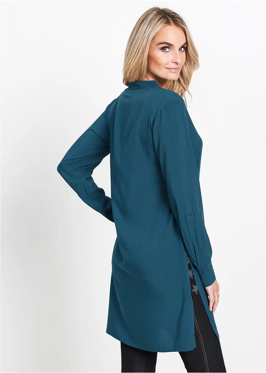 Bonprix Stylische Longbluse Mit Schlitzen - Petrol - Damen